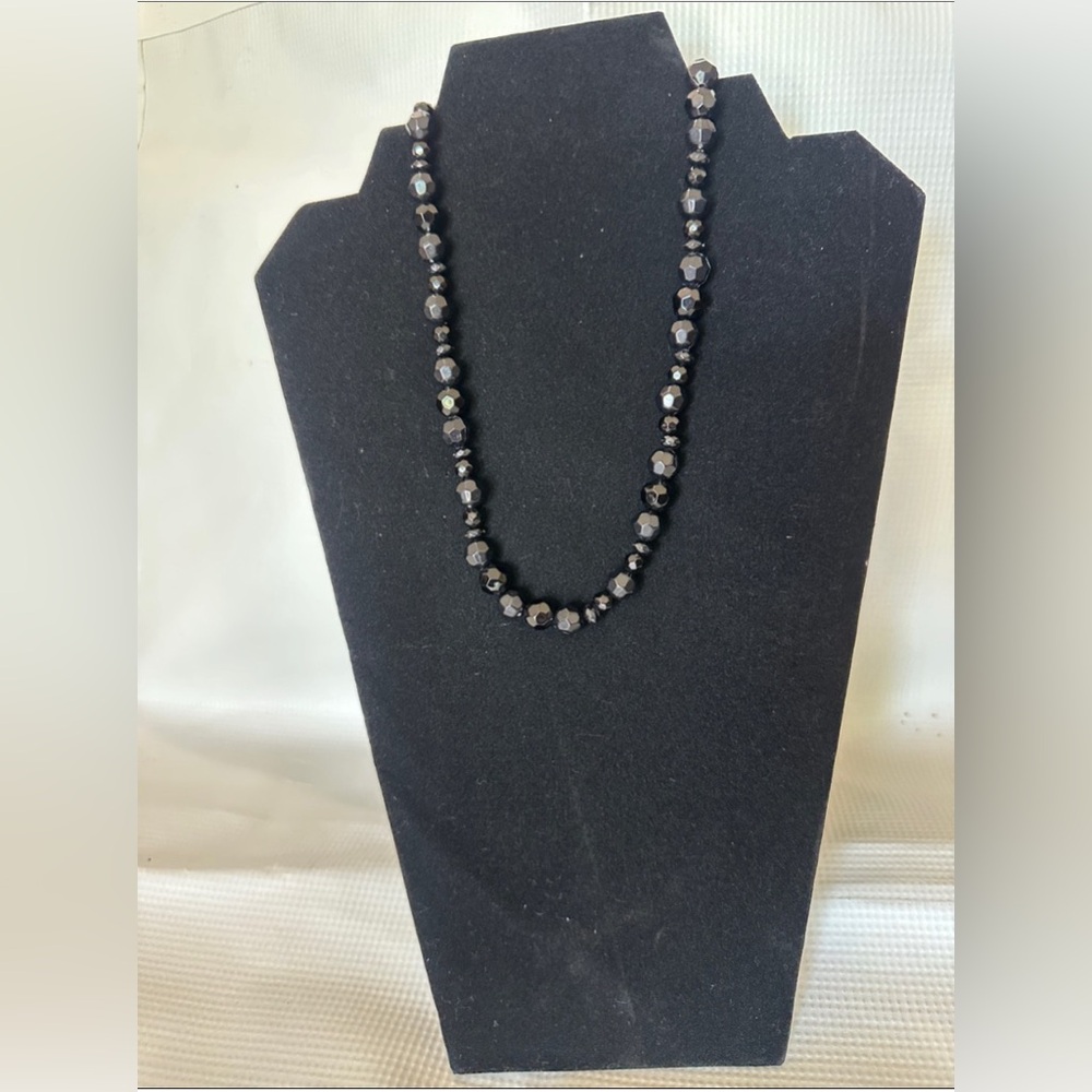 Black Faceted Bead Necklace - Women Jewelry